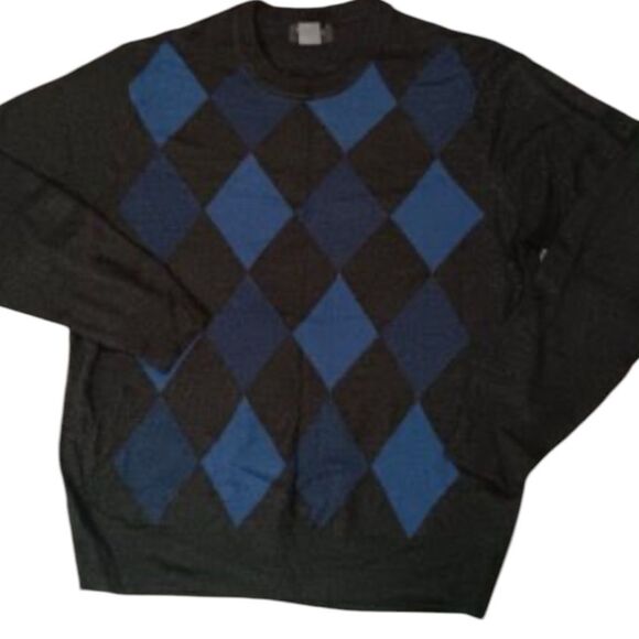 Dockers extra soft Black and Blue Argyle Sweater new with tags size large - Picture 3 of 6